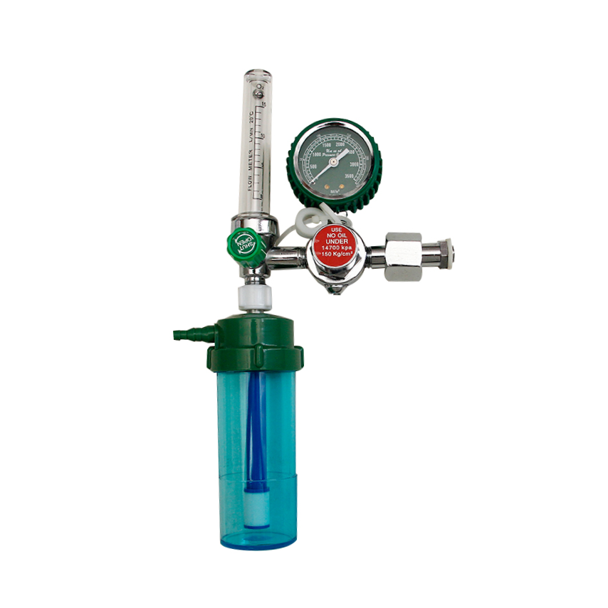 DIN477 oxygen regulator with humidifier bottle